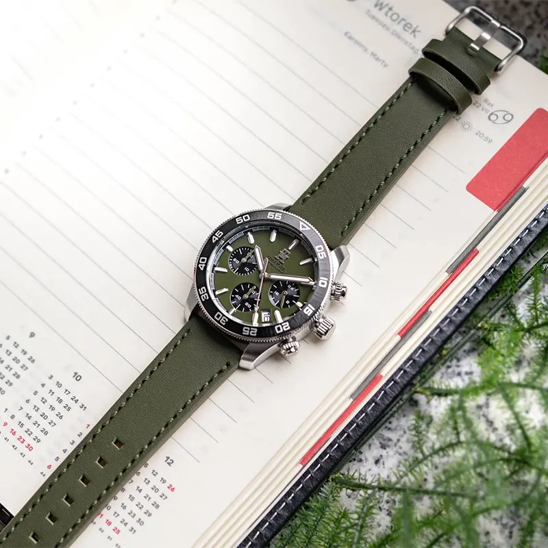 Tommy Hilfiger TH85 Lame Green Dial Leather Men's Watch Watch- 1792188